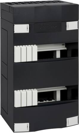 Schneider, Geavanceerde groepenkast, voorpanelen, kunststof, 48x module, 2 rijen, IP20, Din-rail, 330x220x80mm (BxHxD), zwart.